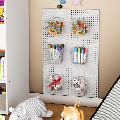 Clear Pegboard Cups with Hooks - 6 Pack