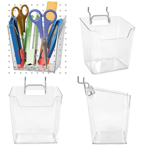 Clear Pegboard Cups with Hooks - 6 Pack