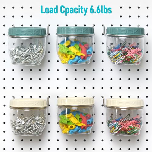 Large Clear Jars for Pegboard Organization – 3 Pack