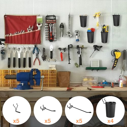 Heavy Duty Pegboard Hooks Organizer - 19 Pieces