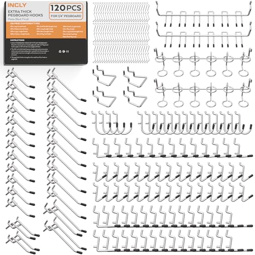 Heavy Duty 1/4" Pegboard Hooks for Tool Storage