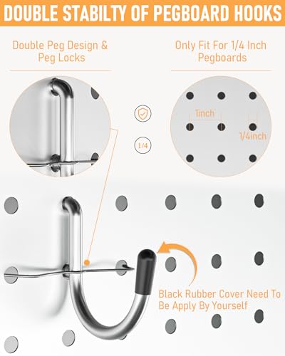 Heavy-Duty 1/4" Pegboard Hooks Set for Tools