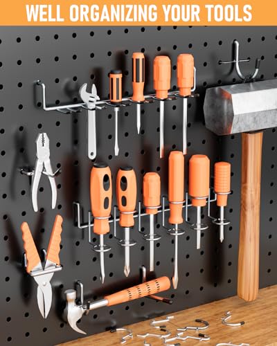 Heavy-Duty 1/4" Pegboard Hooks Set for Tools