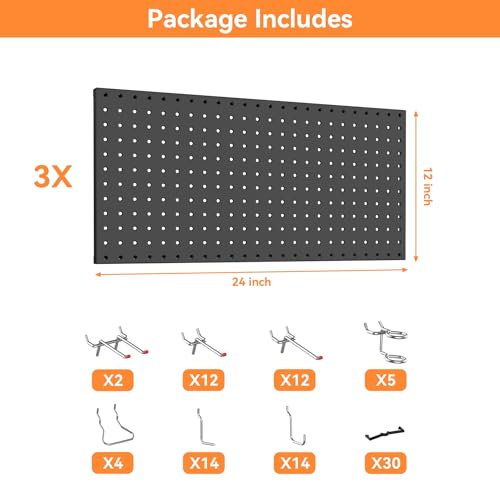 96PCS Metal Pegboard Kit with Hooks for Tools