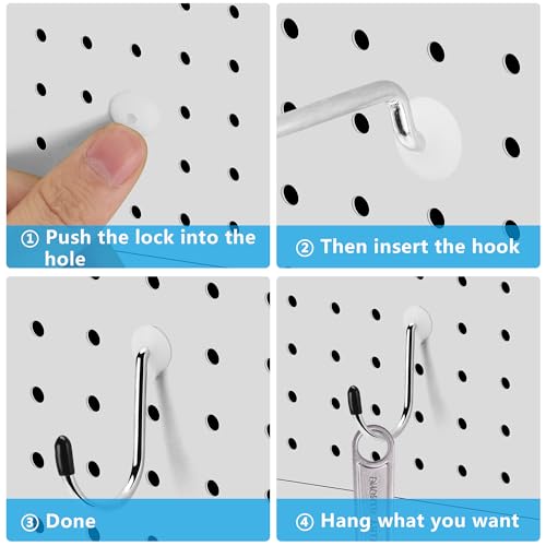 Pegboard Hook Locks, Peg Board Plugs, for Stopping Hooks from Falling Off, 120PCS, Translucent
