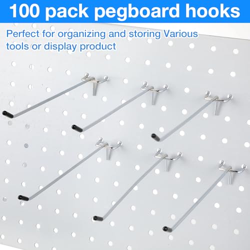 100 Pcs Metal Pegboard Hooks for Organizing