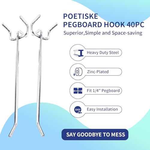 40-Piece Stainless Steel Pegboard Hook Set