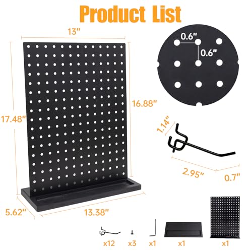 Metal Pegboard Display Stand with 12 Hooks