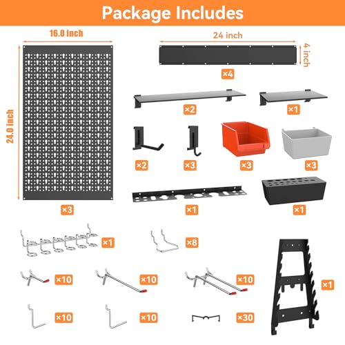 WALMANN 113PCS Modular Pegboard Organizer Kit