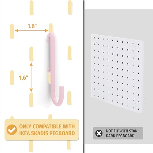 Pink Pegboard Hooks for IKEA Skadis - 16 Pack