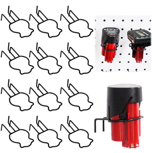 Milwaukee M12 Battery Pegboard Hooks - 12 PCS