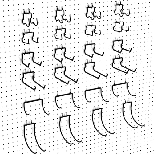 24 Pack Heavy Duty 1/4 Inch Pegboard Hooks