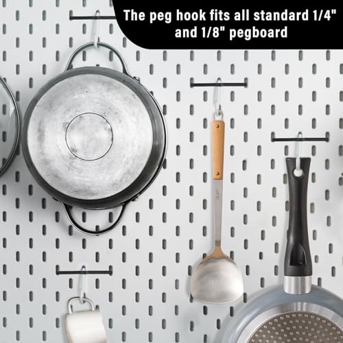 Black Peg Locks Plastic Pegboard Hook Organizer - 60Pcs