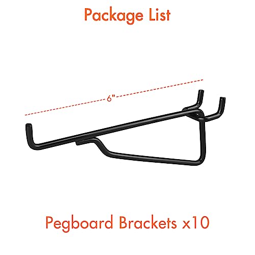 G.CORE 10-Pack 6" Pegboard Shelf Hooks
