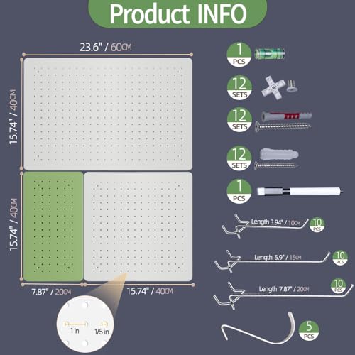 Heavy-Duty Metal Pegboard Organizer with Hooks