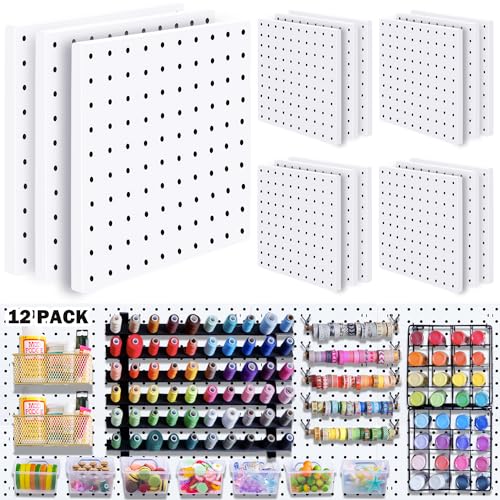 12-Piece White Pegboard Wall Organizer Kit
