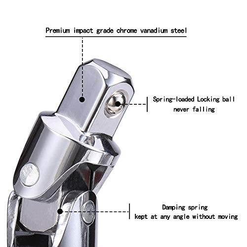 3-Piece Chrome Vanadium Universal Swivel Socket Adapter Set