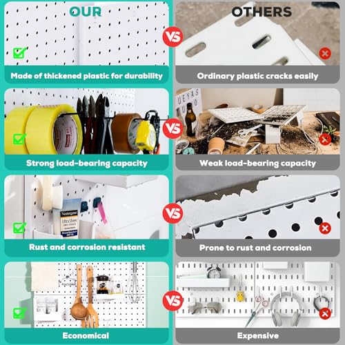 12-Piece White Pegboard Wall Organizer Kit