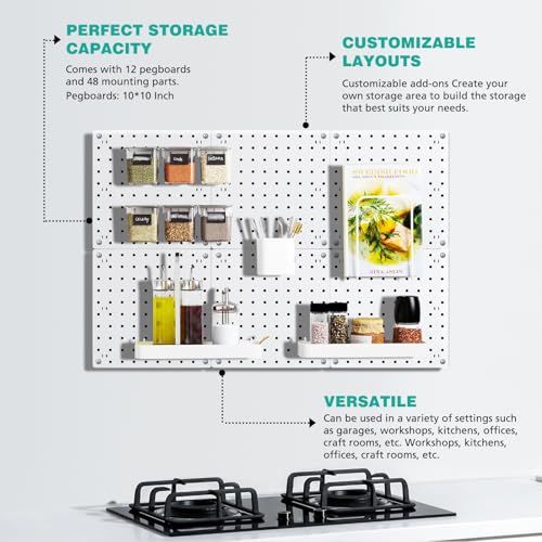 12-Piece White Pegboard Wall Organizer Kit