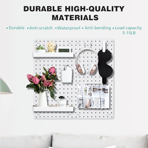 12-Piece White Pegboard Wall Organizer Kit