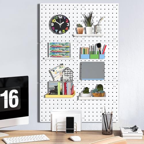 12-Piece White Pegboard Wall Organizer Kit