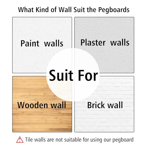 Black Pegboard Wall Organizer Panels - 6 Pieces