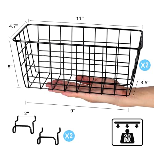 2-Pack Metal Pegboard Baskets for Tool Organization