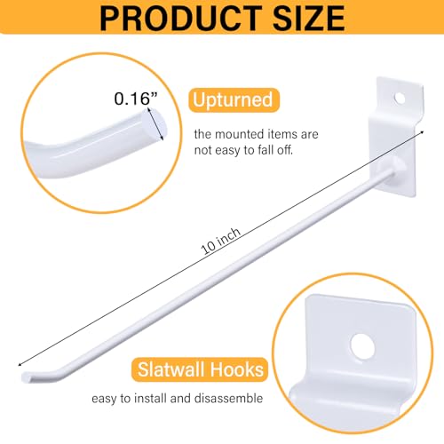 Moxweyeni 100 Pack Slatwall Hooks - White