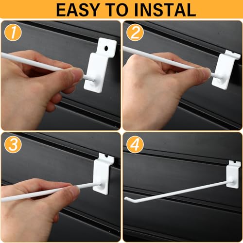 Moxweyeni 100 Pack Slatwall Hooks - White