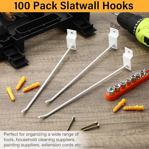 Moxweyeni 100 Pack Slatwall Hooks - White