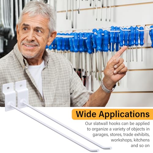 Moxweyeni 100 Pack Slatwall Hooks - White