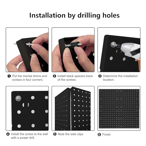 Black Pegboard Wall Organizer – 8 Panels, 10x10in