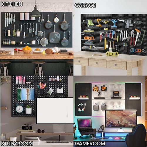 Black Pegboard Wall Organizer – 8 Panels, 10x10in