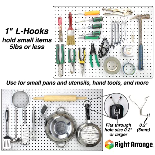 60-Pack Zinc Plated Pegboard Hooks - Assorted Sizes
