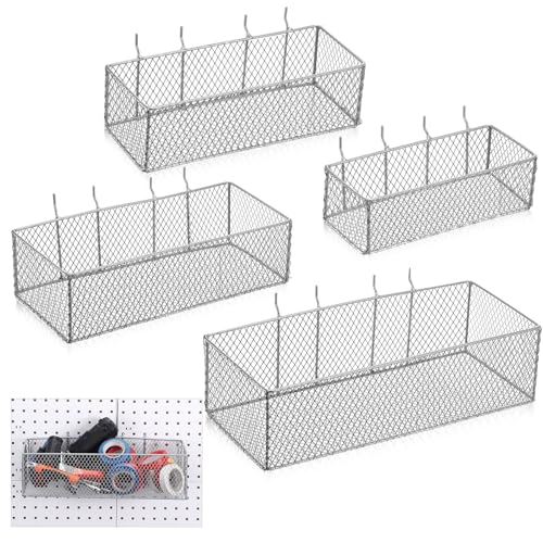 4-Pack Metal Pegboard Baskets for Tool Organization