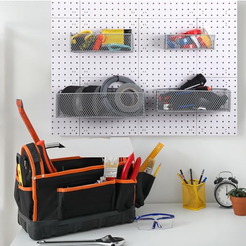4-Pack Metal Pegboard Baskets for Tool Organization