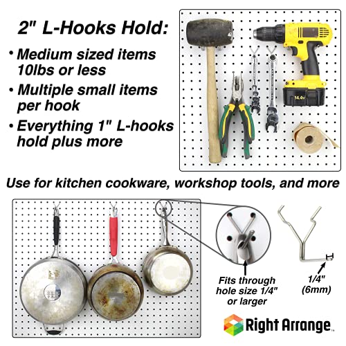50-Pack Zinc Plated L-Hooks for Pegboards