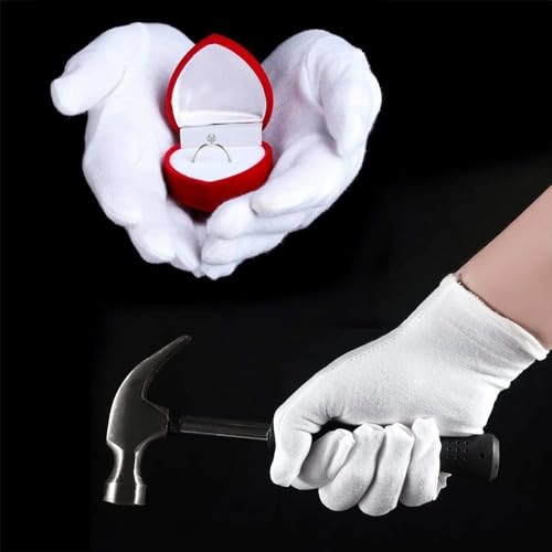 24 White Cotton Gloves by ADOPLX Stretchable Medium