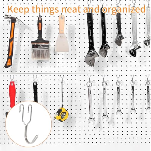 MOROBOR 50pcs Rustproof Stainless Steel Pegboard Hooks