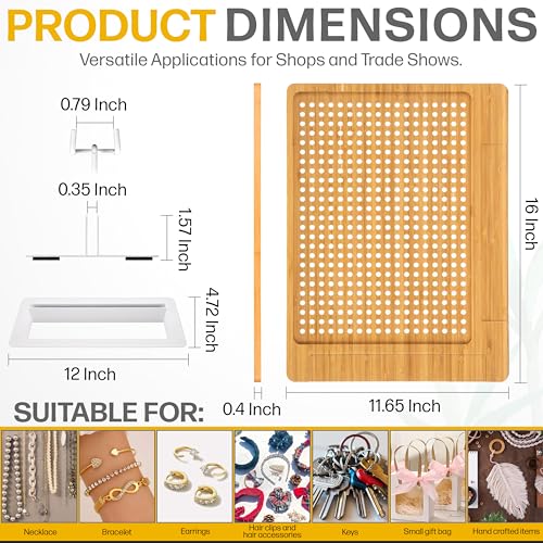 Versatile Bamboo Pegboard Display Stand with Hooks