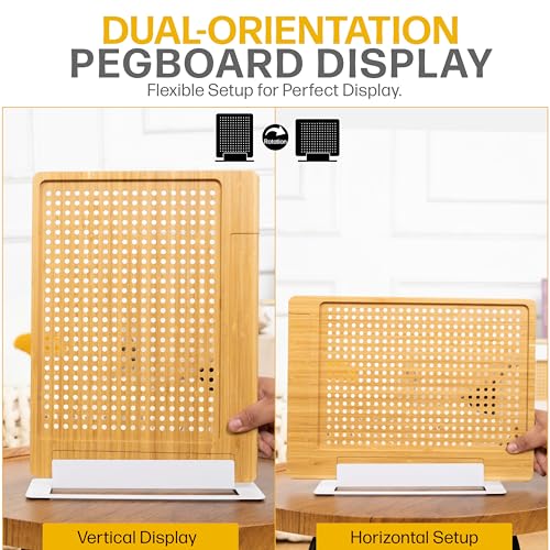 Versatile Bamboo Pegboard Display Stand with Hooks