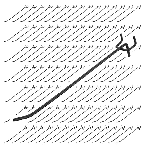 120 Pcs Heavy-Duty Black Pegboard Hooks