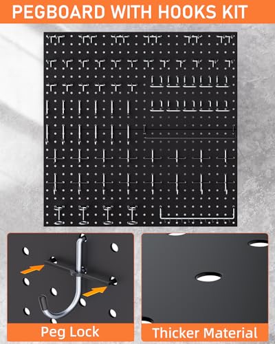 INCLY 100PCS Black Metal Pegboard Organizer Kit