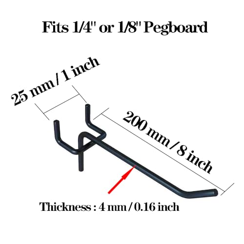25-Pack Heavy Duty Pegboard Hooks for Organizing