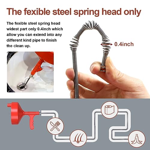 25ft Flex Drain Snake with Drill Adapter, Work Gloves