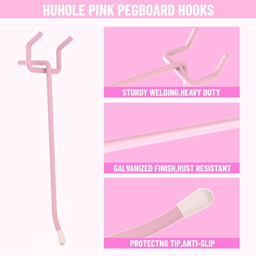 Pink Pegboard Hooks 2 Inch - 50 Pack