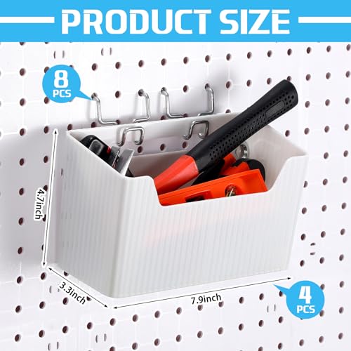 Suzile 4-Piece Plastic Pegboard Bin Set