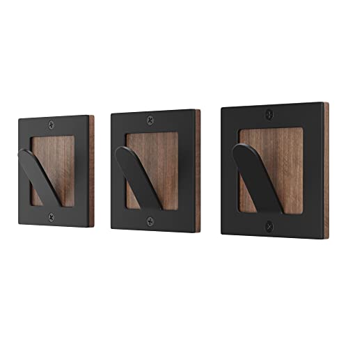 Walnut Wood and Metal Coat Hook Rack Set