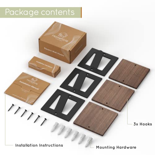 3-Piece Walnut Wood Coat Hook Rack Set