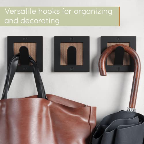 3-Piece Walnut Wood Coat Hook Rack Set